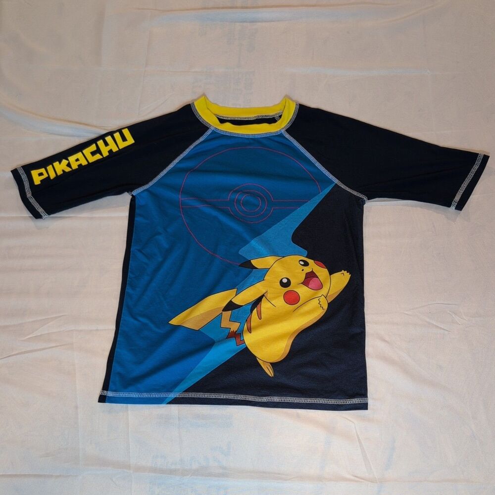 Pikachu Pokémon Boys Rash Guard Swim Shirt Size Tag Missing See Pictures